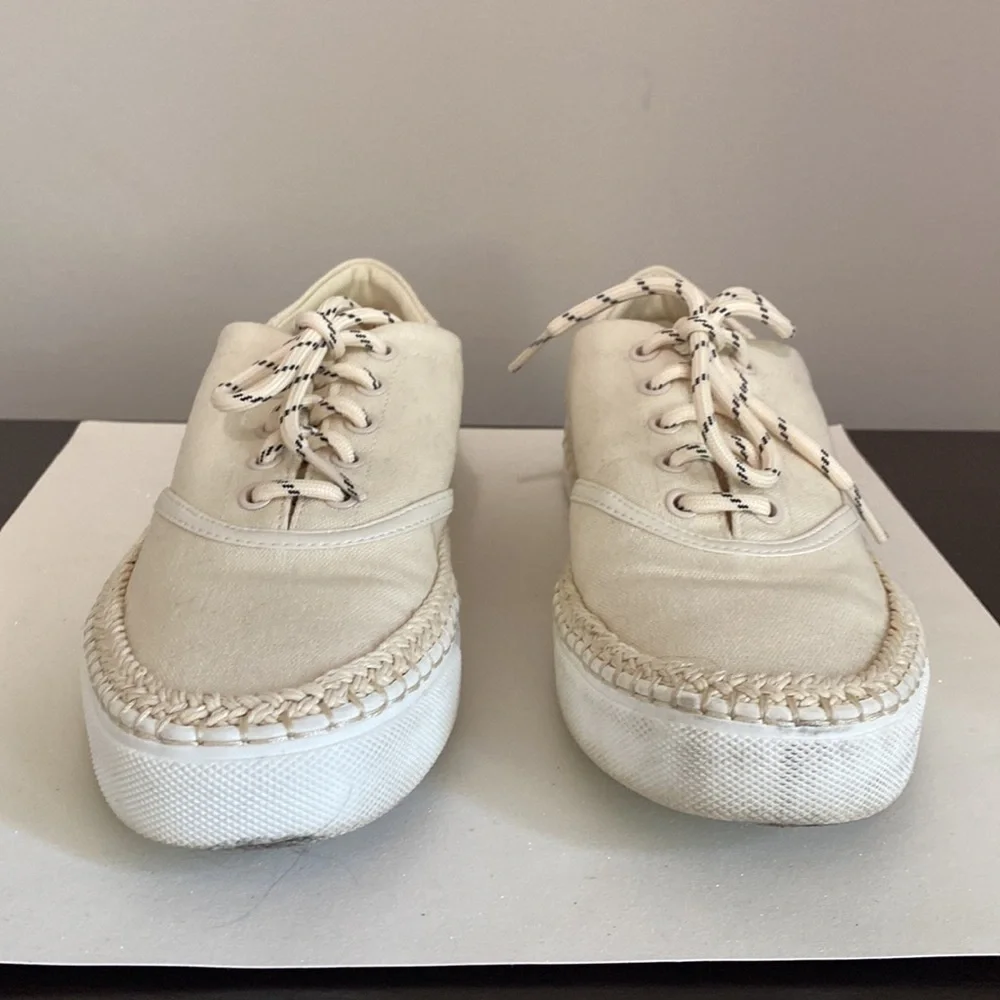 Kate Spade New York Boat Party Espadrille Sneakers Cream Canvas Sz 6.5
